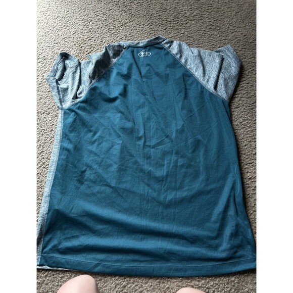 Under Armour Heatgear Moisture Wicking T Shirt Teal Blue Green 2 Tone Women’s XL - Picture 4 of 5